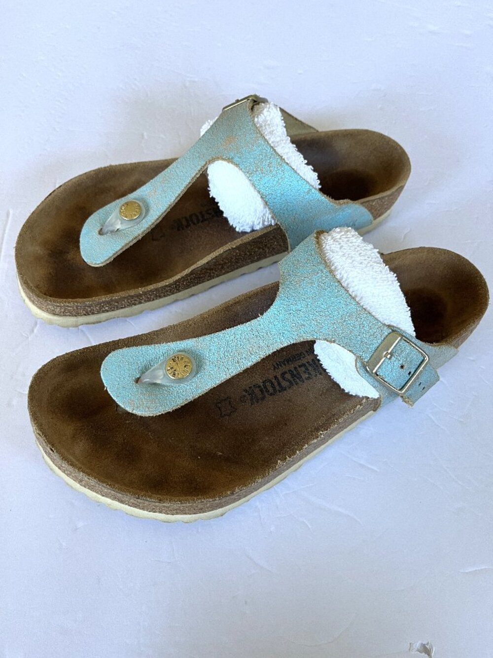 Women's Birkenstock Gizeh Blue Birko Flor Thong Cork Sandals Size US 8-8.5 EU 39